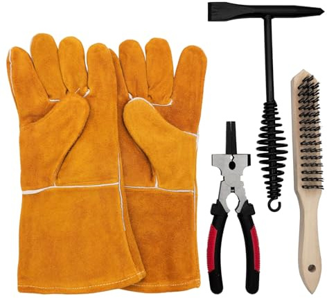 VASTOOLS Welding Accessories,Welding Chipping Hammer, Leather Welding Gloves 13.5,6-in-1 Welpers Pliers 7,Wire Brush 11,for Welder