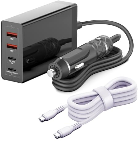 TAIFU 140W USB C Caricabatterie da Auto, 28V 5A Ricarica Rapida PD 3.1, Alimentatore Caricatore USB per Accendisigari con Porte Multiple per MacBook/iPad/iPhone 17 Pro Max 40W/ Samsung S25/ Laptop