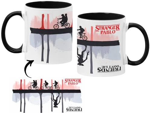 Grupo Darik Taza Stranger Personalizada con Nombre, Cerámica Blanca, 330 ml, Regalos Frikis Personalizados