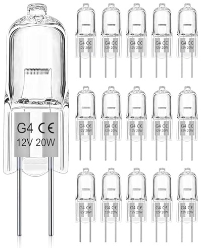 DAFNE 16 Pezzi Lampadine Alogene G4, Lampadina G4, 20W 12V, Bianco Caldo 2700K, Alogeno Lampada Delle Capsule per Luci di Segnalazione e Iluminazione da Cucina