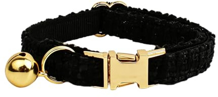 Personalisierbares Katzenhalsband mit Glocke, Lasergraviert mit Name und Telefonnummer, Katzen Halsbänder Verstellbar Weich, für Katzen Kleine Hunde(Schwarz)