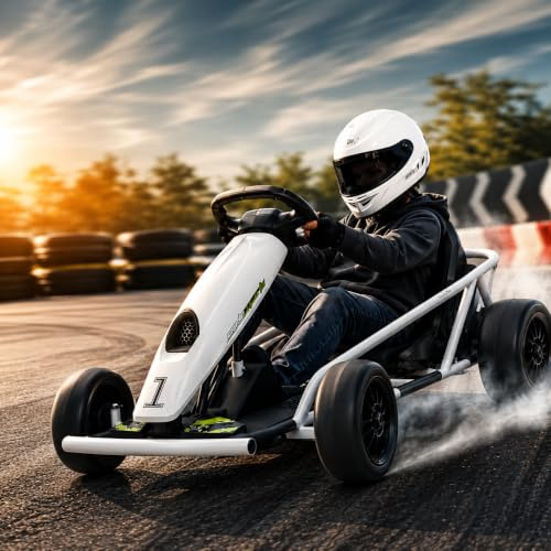 Litake Elektro Go-Kart 24V, Kinder Drift-Kart mit 2x300W Motoren | 24V Elektro Go-Kart mit 2x300W Motoren, Drift-Funktion, Sanftanlauf, Musik, Sicherheitsgurt und 8 km/h Geschwindigkeit