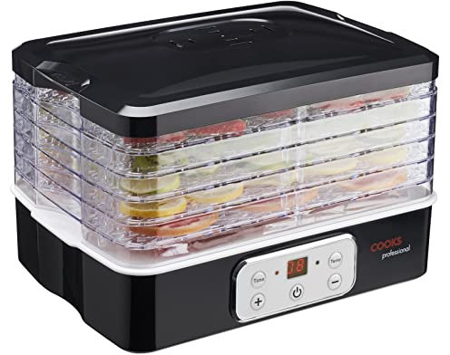 Cooks Professional Food Dehydrator 240W with 5 Trays, Adjustable Temperature Control & Timer | Fruit Meat Jerky Vegetables Healthy Snack Drying Machine for Home Kitchen Countertop | 5 Tier