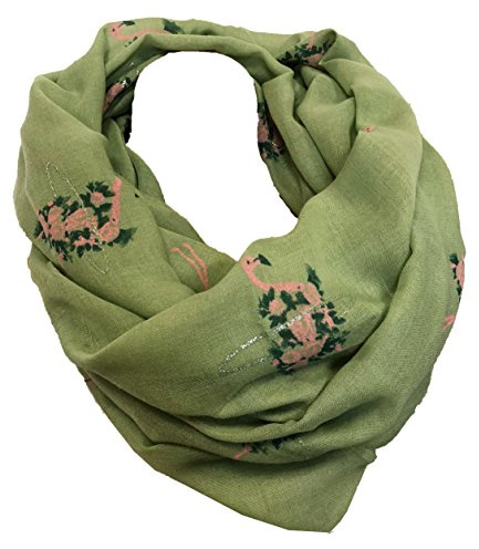JameStyle26 FLAMINGO Design LOOP Cotton Glitzer Uni Rundschal Schlauchschal Stola Schal