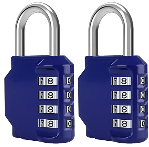 Diyife 2er Pack 4-Stelliges Zahlenschloss, Vorhängeschloss, Kombinationsschloss, Wetterfestes Metall &Plated Steel Combination Lock für Schule, Gym Locker, Garage, Gatter, Hasp Cabinet&Storage -Blau | Kombinationsschloss, Wetterfestes Metall & Plated Steel Padlock für Schule, Gym, Sports, Hasp Cabinet, Storage