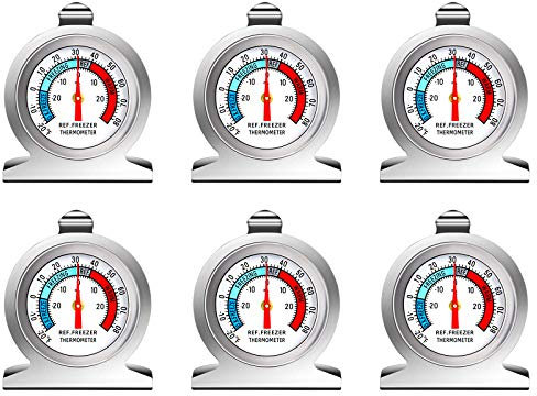 Thlevel Termómetro para Frigorífico Acero Inoxidable Termómetro para Refrigerador y Congelador Termómetro de Nevera con Gancho para Colgar (6PCS)