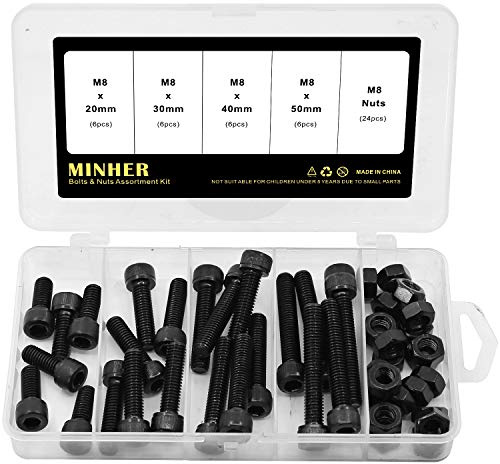 M8 Innensechskantschraube und Mutter Kombinationsbox Mechanische Innensechskant Bolzenset schwarz 12,9 Grad Kohlenstoffstahl