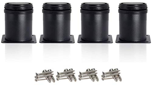 Drenky 4 Pcs Black Adjustable Legs 50mm Height Cabinet Legs Table Legs Furniture Legs, Stainless Steel Adjustable Height 0-15mm Come with Stainless Steel Screws