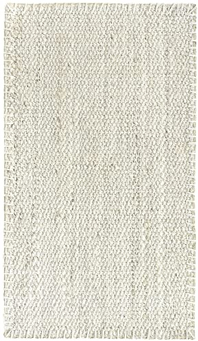 HAMID - Alfombra de Yute Granada 100% Fibra de Yute Natural Blanca, Alfombra Suave, Tejida a Mano, Alfombra de Salón, Comedor, Dormitorio, Pasillos, Entrada, Color Natural Blanca (110x60cm)
