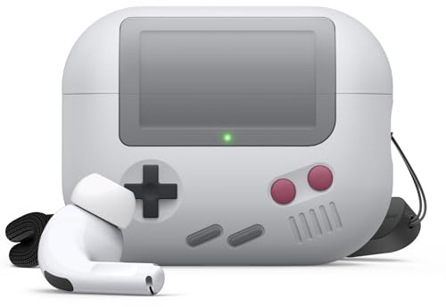 elago AW5 Hülle Kompatibel mit Apple AirPods Pro 2. Generation Case, Klassische Handheld Game Console Design Hülle Kompatibel mit AirPods Pro 2, Lanyard Inklusive (Hellgrau) | Handgelenkband inklusive, klassisches Design (Hellgrau)
