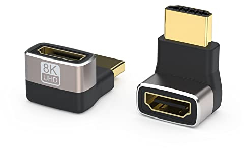 VMOJO HDMI 2.1 Winkeladapter 270° nach Oben, 8K@60Hz, 2er-Pack, 4K@120Hz | Vergoldeter HDMI-Stecker auf Buchse, stabile 8K/4K-Signale, weniger Kabelknick, einfache Installation per Plug & Play