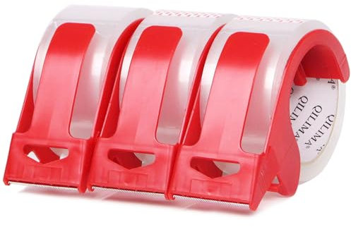 QILIMA Packband Paketklebeband Transparent mit Plastik Abroller, Paketklebeband 55m, 3 Rollen