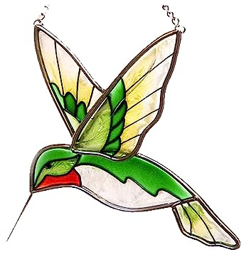 DiuDiuLYU Hummingbird Suncatcher Stained Glass Window Hanging Ornament Sun Catchers Indoor Window Decor Hummingbird Gifts for Mom & Grandma Bird Lovers