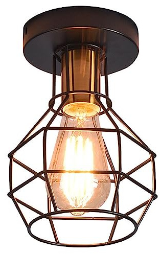 CHUNGYANG Luminaires Industriels De Couloir Encastrés Au Plafond, Luminaires Simples Noirs Rustiques pour Éclairage De Ferme De Porche D'escalier De Cuisine, 1 Paquet, Abat-Jour De Lustre E26