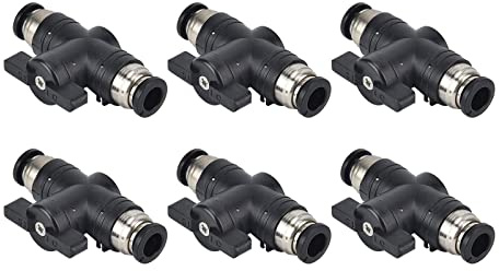 Sporgo 6 Stück Pneumatik Steckverbinder 6 mm: Pneumatischer Kugelhahn zum Verbinden Steuern von Pneumatikschläuchen, Pneumatik Druckluft Absperrhahn Rundschnur für Gas Schnellkupplung
