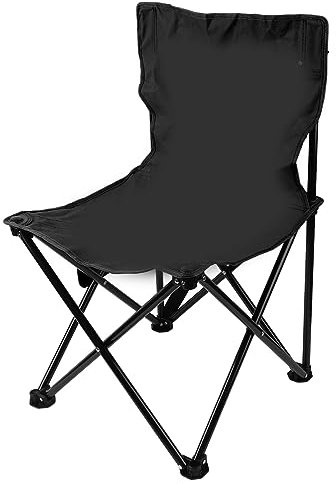 Campinghocker, Klappbarer Campingstuhl, Seitentasche, Stabile Unterstützung, Rutschfeste Füße, Faltbar für Picknick (Schwarz)