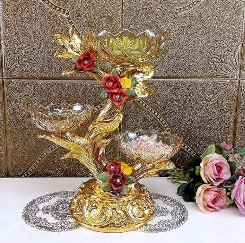 JUNYFFF Fruteros De Cocina Modernos Vidrio, 3 Pisos Cesta Frutas Y Verduras Estable Y Sin Sacudidas, Cocina Frutero con Pararse Resina para Sala De Estar, Cocina,B