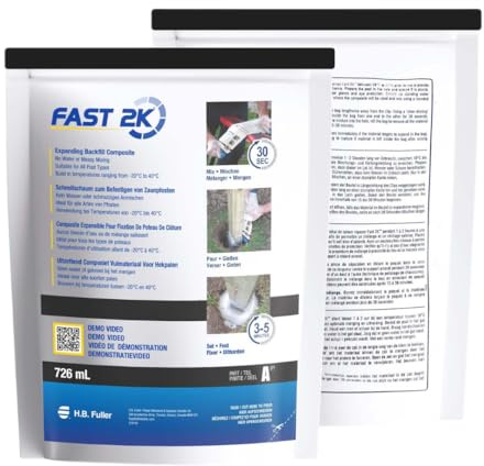 Fast 2K Schnellschaum – 726ml Beutel, ersetzt 25kg Beton, für Zaunpfosten & mehr, Hohe Druckfestigkeit