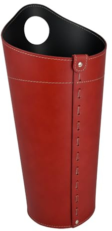 LIMAC Design PLUVIA Regenschirmständer aus Leder, Schirmständer modernes Design für den Innenbereich, Regenschirmkorb mit Wasserauffangschale herausnehmbar, Hergestellt in Italien. (Rot)