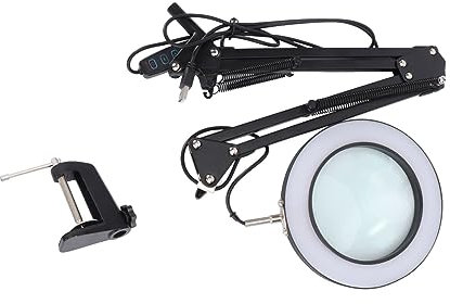 Veemoon Led Lupenleuchte Tischlampe Facher Lupe Schweißleuchte Schreibtischlampe Teleskoparm Verstellbar Farbtemperatur Helligkeit Schwarz