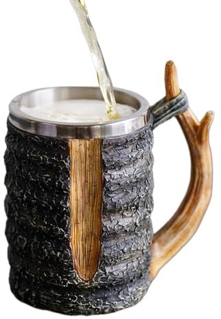 Chope à bière en imitation bois, chope en bois, gobelet à bière en acier inoxydable, gobelet à bière pour bar, décoration de la maison, gobelet pour café, vaisselle à double paroi avec poignée, tasse