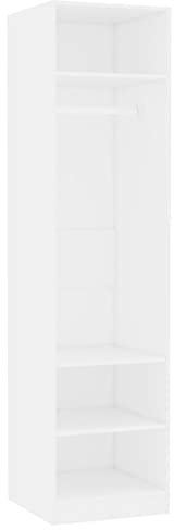 FOZICV Kleiderschrank Holzwerkstoff Viel Platz Mehrzweckschrank Organizer Kompakten Schlafzimmerschrank mit 3 Kleine Fächer und 1 Großes Fach mit Hängestange Weiß 50x50x200 cm