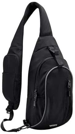 Waterfly Crossbody-ryggsäck med axelrem, Vandringsresväska för kvinnor och män, bröstväska, dagspackning, modeväska, axelväska, Svart, small