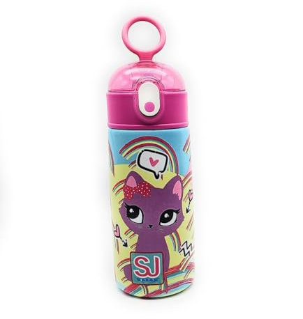 TheCartoonWorld BORRACCIA Seven in acciaio inox 304, SJ GANG Animali - 460 ml (GATTINO)