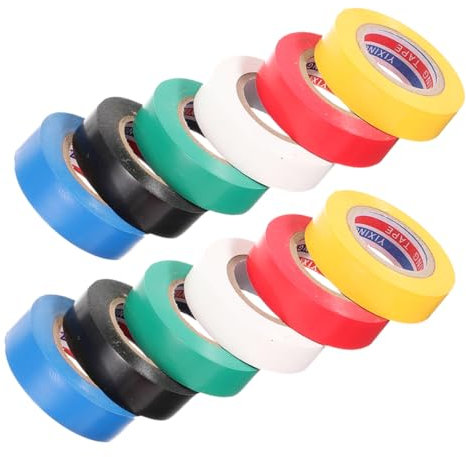 SOLUSTRE 12rollen Farbiges Isolierband Pvc-band Für Außenbereich Und Innenbereich Farbige Klebebandrollen Für Elektrische Anwendungen