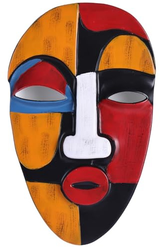 orenm African Mask Wall Sculpture,Abstract African Tribal Wall Mask Art Wall Decor,for Home Living Room, Office, Study Room, Bedroom, Resin Hanging Decoration Figurines (B)