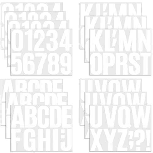 JJUNW 13 Blatt Buchstaben Zahlen Aufkleber 10cm Große Alphabet Aufkleber | Selbstklebend Nummer Aufkleber Buchstaben Wasserfeste Vinyl Sticker für Basteln Schilder Poster Briefkästen Fenster(Weiß)