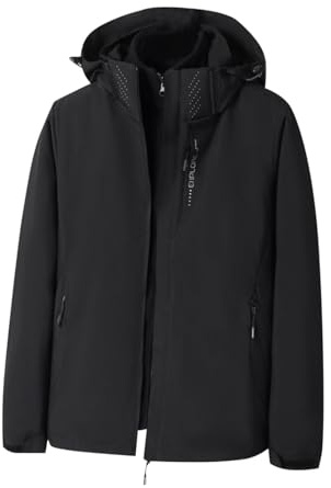Mrat Veste imperméable pour homme, grande taille, 3 en 1, résistante au vent, avec capuche, respirante, manteau thermique pour l'extérieur, doublure polaire chaude, veste de ski, poches, vêtements