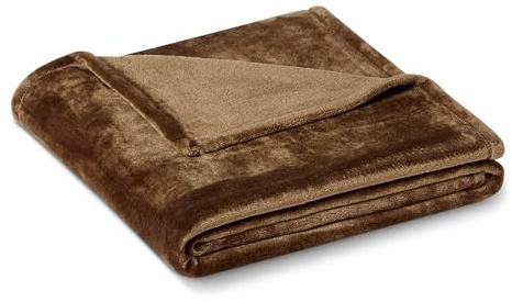 Amazon Basics Coperta in Pile Morbida e Confortevole per Divano, 127 x 152 cm, Marrone