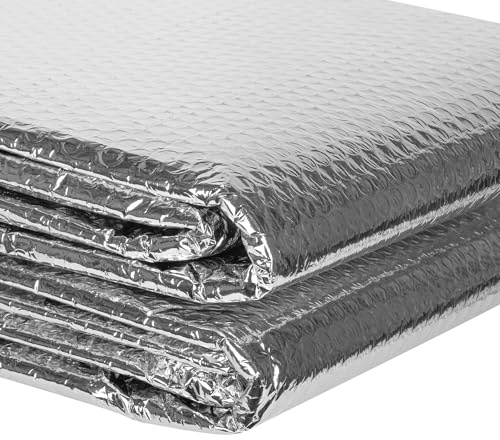 ToLanbbt Reflective Insulation Roll, 47IN x 10FT Double Bubble Wrap Insulation Sheet, 3MM Reflective Aluminum Foil Thermal Shield Radiant Barrier with 60 Pcs Adhesive Tapes for Window RV Attic Wall
