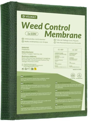 Velway Unkrautvlies Gartenvlies 1x10M Wasserdurchlässig - 10m² Biologisch Abbaubar Unkrautfolie Reißfestes Bodengewebe Unkrautflies 80g/m² für Garten Hochbeet Einfahrt Anti Unkrautvlies Pflanzfolie