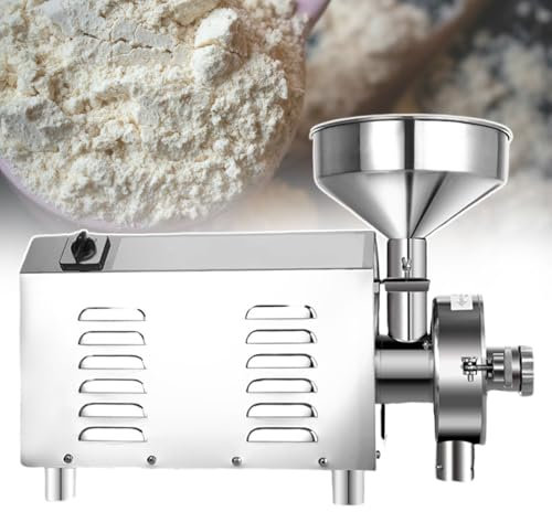 pealiritansemen Macinacaffè, Macinaspezie Elettrico, Mulino per Cereali Commerciale, Macinacereali Secchi, Materiale in Acciaio Inossidabile, 50-200 Mesh Regolabile, per Aziende Agricole
