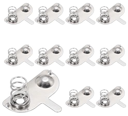 QUARKZMAN 10Pcs Plaques de Contact en Métal à Ressort pour Batterie 20mm x 9mm Plaque de Conversion Bipolaire Positive Négative en Nickel pour Support de Batterie et Jouets Électroniques