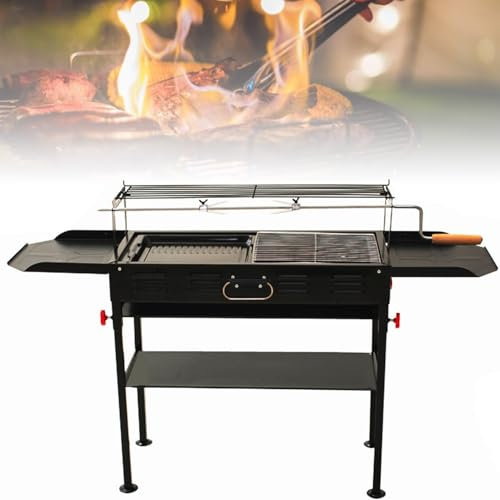 Grill Au Charbon De Bois Extérieur 2 En 1, Barbecue Portable Avec Support À Poisson, Barbecue Sur Pied Avec Lèchefrite, Gril De Cuisson, Four Barbecue Pour La Maison, Le Jardin Et Le Camping
