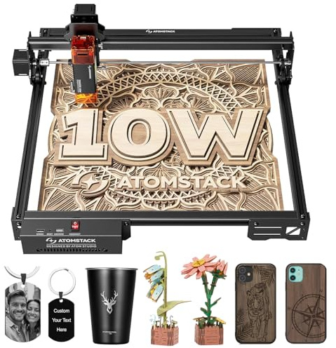 ATOMSTACK 10W Incisore laser taglierina laser A10 PRO V2 macchina per incisione laser ad alta precisione da 0,06 mm per legno e metallo, acrilico scuro, vetro, pelle