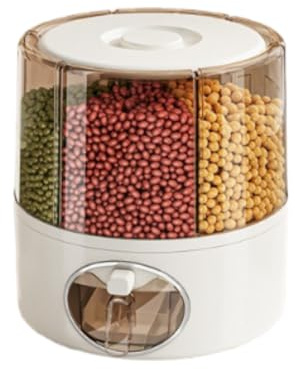 Müslispender, Reis & Müsli-Behälter mit 6 Fächern, Behälter mit Drehverschluss, abnehmbar für Reinigung (mittel/groß)