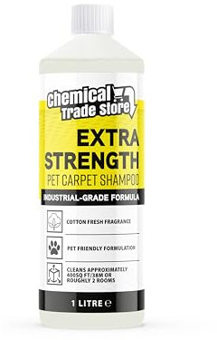 Chemical Trade Store - Pet Carpet Shampoo - Carpet & Upholstery Detergent for Pets - Neutralises Odours & Stains, Removes Bacteria - Compatible with All Carpet Machines - Fresh Cotton Scent - 1L