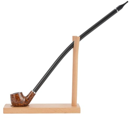 Handcrafted European Beech Wood Pipe Stand Holder for Churchwarden Pipes - Natural Wax Finish with Non-Slip PVC Base, Idea Gift for Tobacco Pipe Smokers & Collectors(Tobacco Pipe Not Included)