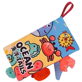 Libro Suave - Libro Sensorial Crujiente - Tema Selva y Mar, Tejido Multitextura para Estimulación Temprana con Interactivo Táctil