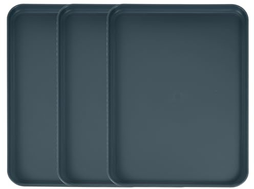 sourcing map 4 vassoi da portata in plastica, 38 x 26 cm, rettangolari, per cucina, ristorante, caffè, frutta, hamburger, pranzo, dessert, nero