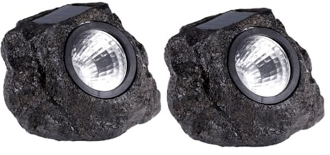 HOMOCONO 2piezas Lámpara De Piedra Artificial Solar Luz De Paisaje Para Jardín Lámparas Solares De Piedra Para De Entrada Patios y Exteriores