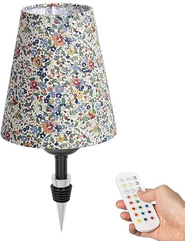 FSLiving LED Akku Flaschenlampe, Stoff Tischlampe kabellos 3.5W, Dimmbar Flaschenlicht mit RGB-Modus und Timer, USB-Aufladbar Tischleuchte für Bar Restaurant DZ0375D