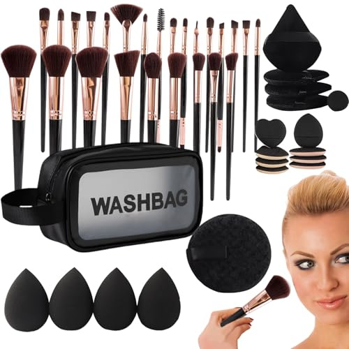 Kit de Pinceaux de Maquillage pour Voyage,Set Complet De Pinceaux De Maquillage 47 Pièces Avec Sac De Voyage | Accessoires et Outils Beauté pour Festival Mariage Salon Bridal Maison Vanité