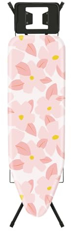 STANEW Tabla de Planchar 122 x 38 cm,Plegable Tabla Planchar, Sistema de Cierre de Seguridad,Altura Regulable,100% Algodón,con Soporte Sólido Unidad de Vapor(Rosa)