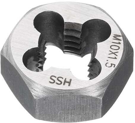 QUARKZMAN Sechskant-Schneideisen M10x1,5, Rechtshänder Gewindeschneideisen, Silber