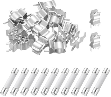 QUARKZMAN 10er Packung 15A Keramiksicherung 6x30mm Feinsicherungen Träge Auslösecharakteristik 250V Sicherung mit Sicherheitsclip, Silber